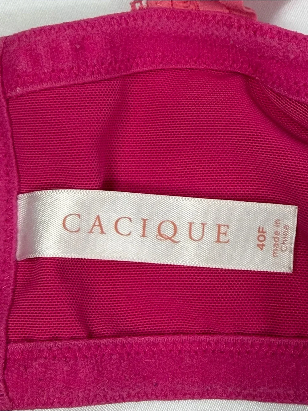 Cacique Lane Bryant Pink 40F Lightly Lined Lace Racerback Bra